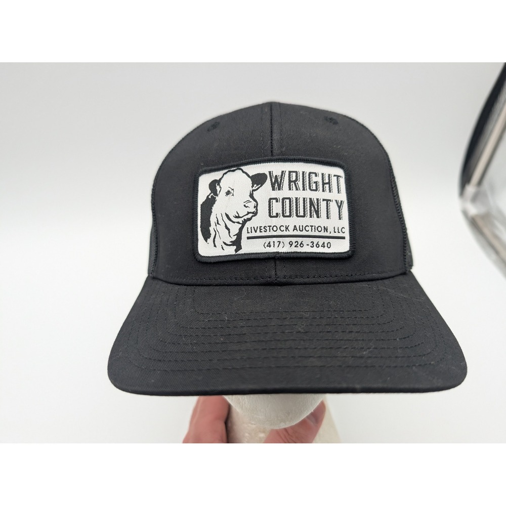 Richardson 112 Wright County Livestock Auction Black Trucker Hat Snapback Cap